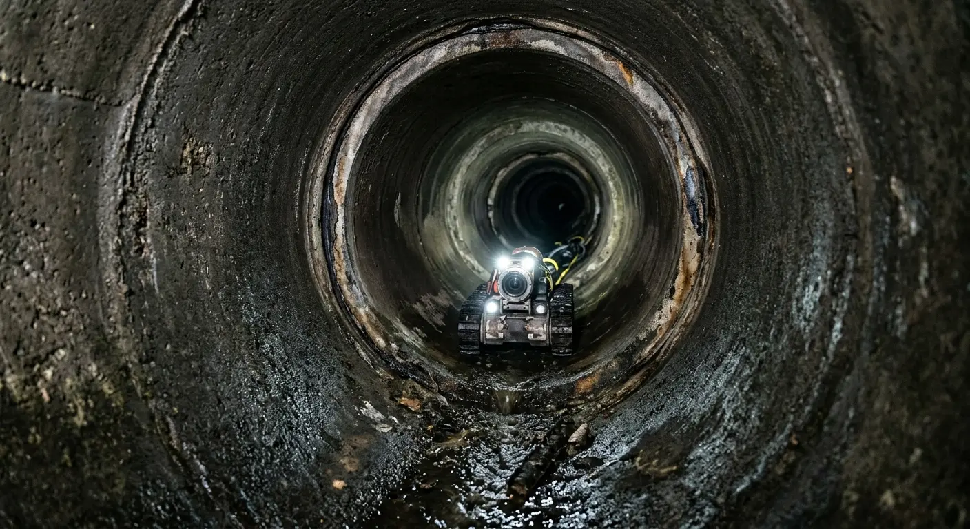 Robotic sewer camera inspecting pipe interior for Sewer Line Cleaning in Washington